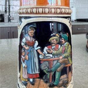 Antique German Beer Stein with Pewter Lid - Ein Trunk in Ehren